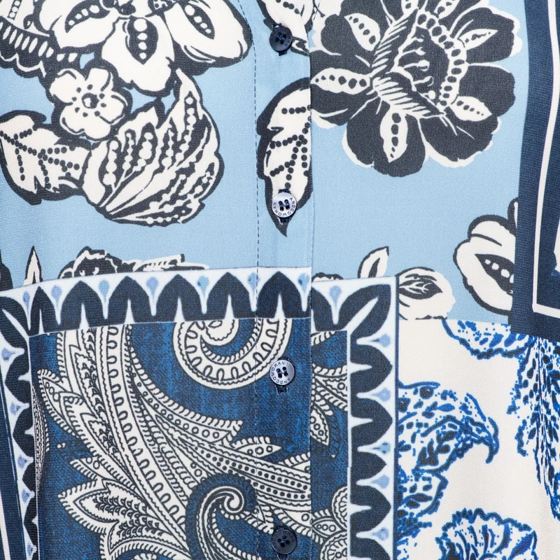 Dames Blouse VAYEN PAISLEY PATCHW &CO Woman BLAUW DESSIN