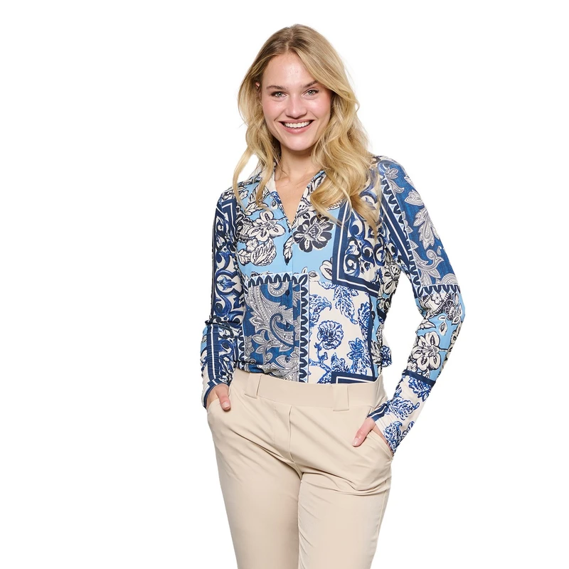 Dames Blouse VAYEN PAISLEY PATCHW &CO Woman BLAUW DESSIN