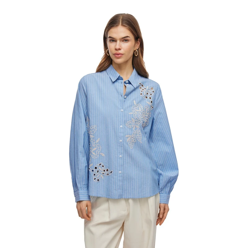 Dames Blouse VICASPIANA Vila BLAUW DESSIN