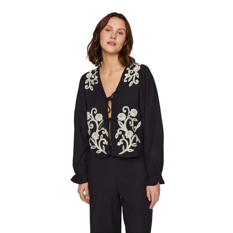 Dames Blouse VIPOLENE Vila ZWART DESSIN
