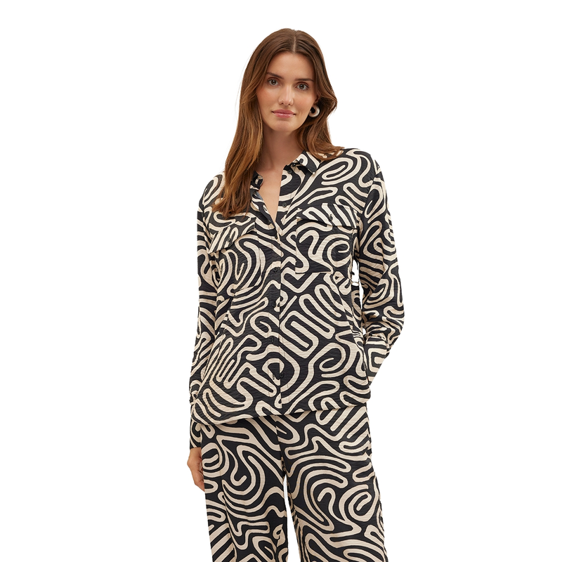 Dames Blouse VMVIGDIS Vero Moda ZWART DESSIN