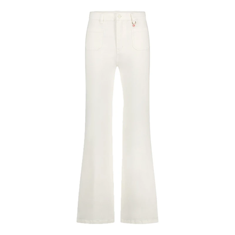 Dames Broek Ana Flared FLOREZ WHITE DENIM
