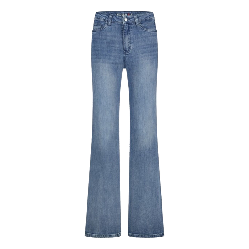 Dames Broek Ana flared FLOREZ MID BLUE DENIM