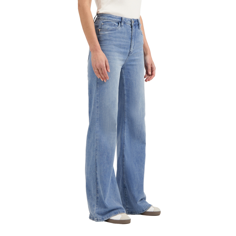 Dames Broek Ana flared FLOREZ MID BLUE DENIM