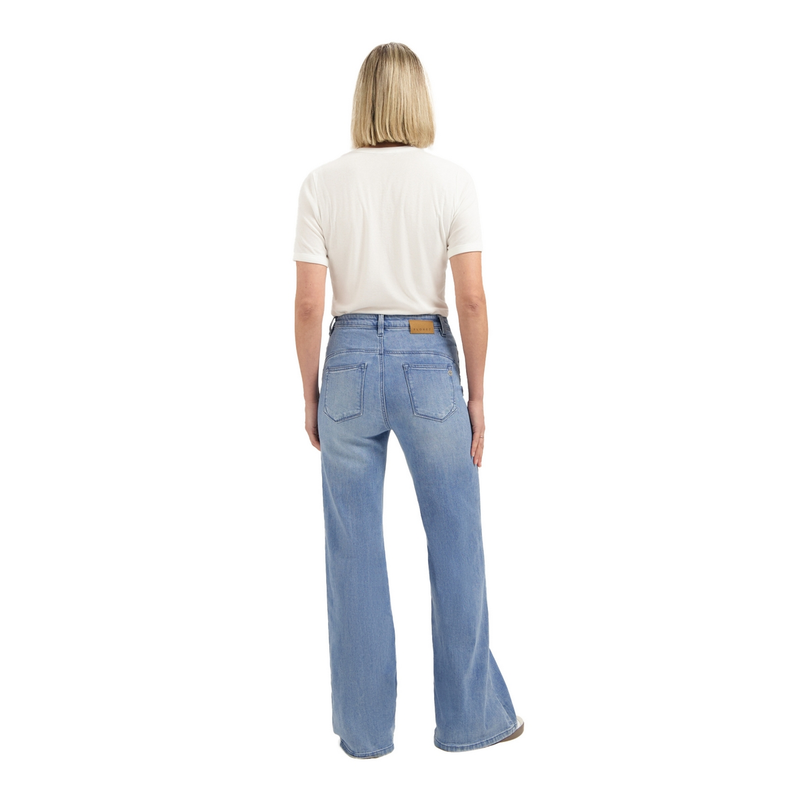 Dames Broek Ana flared FLOREZ MID BLUE DENIM