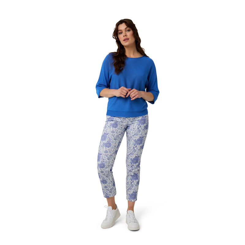 Dames Broek PS#blauwebloemprt72c Sanne BLAUW DESSIN
