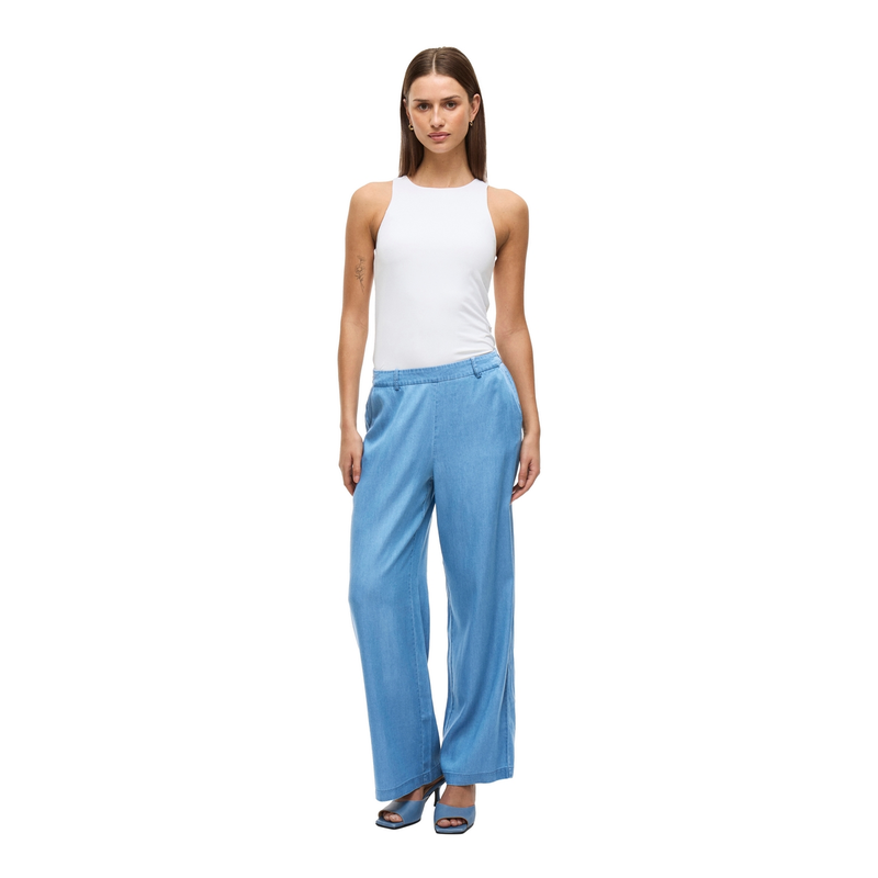 Dames Broek VIBISTA Vila MID BLUE DENIM