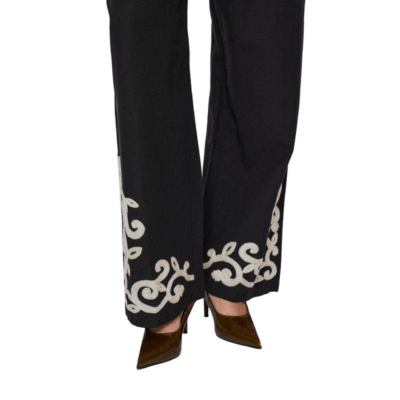 Dames Broek VIPOLENE Vila ZWART DESSIN