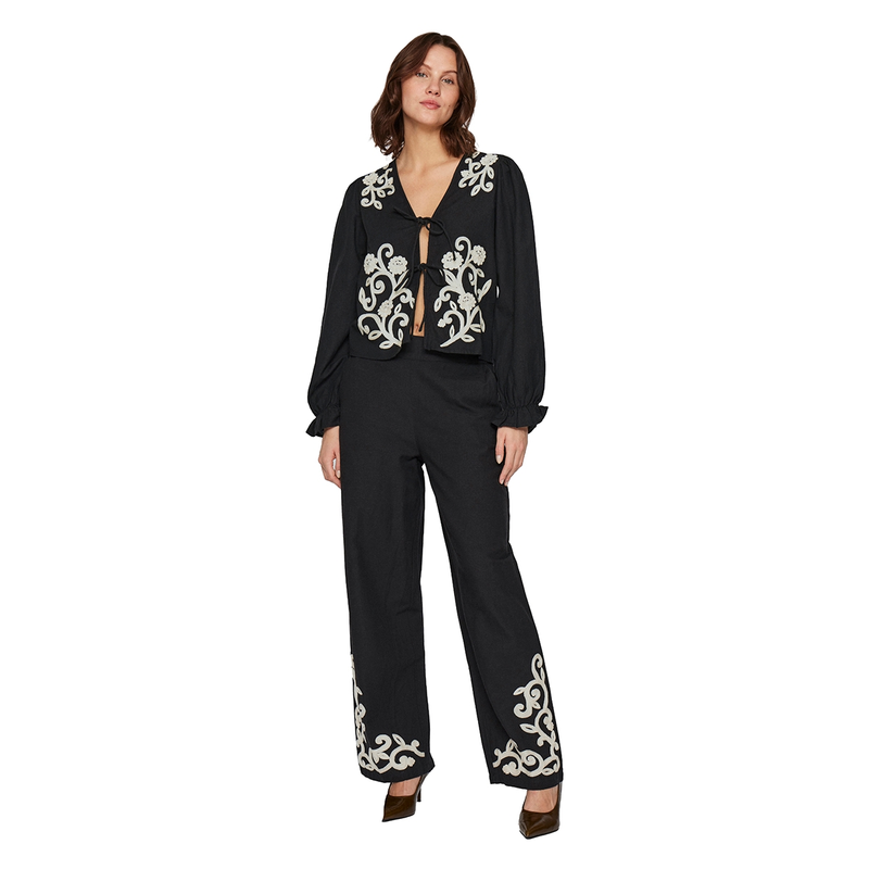 Dames Broek VIPOLENE Vila ZWART DESSIN