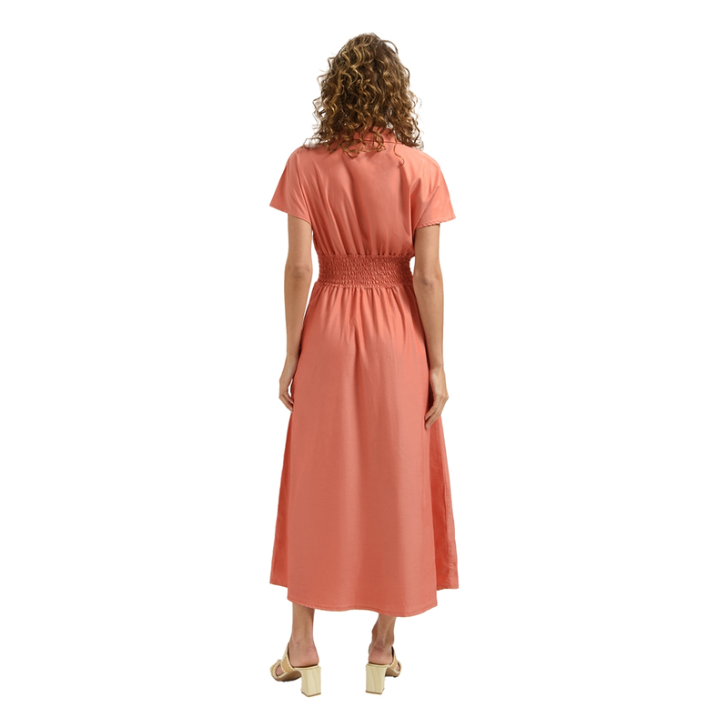 dames denim midi jurk in kleur FLOREZ PEACH