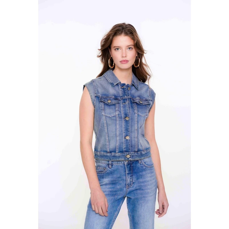 Dames Gilet 55021-10 Geisha MID BLUE DENIM