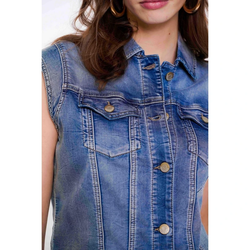 Dames Gilet 55021-10 Geisha MID BLUE DENIM