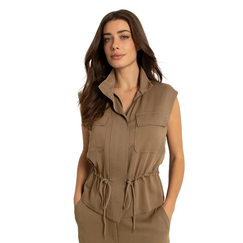 Dames Gilet CS25-15506 Claudia Strater KHAKIGROEN