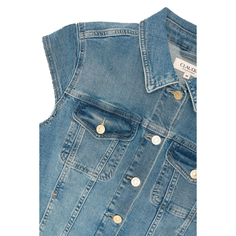 Dames Gilet CS25-16501 Claudia by Claudia Strater MID BLUE DENIM