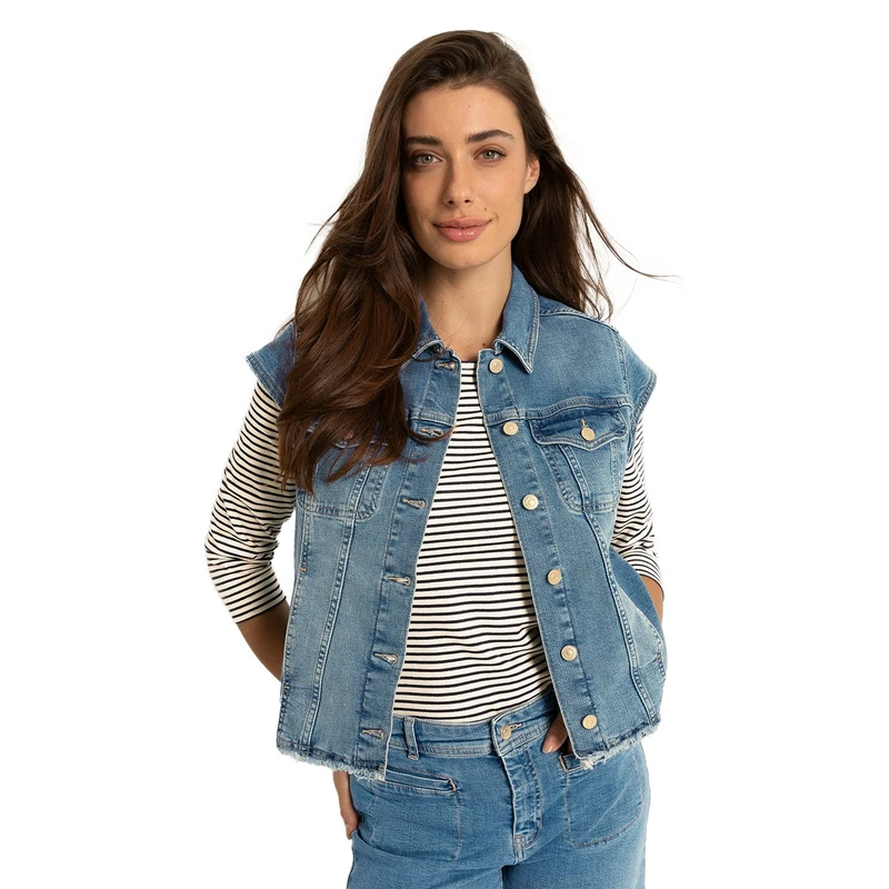 Dames Gilet CS25-16501 Claudia by Claudia Strater MID BLUE DENIM