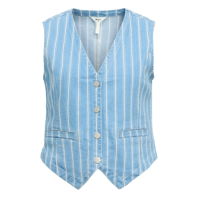 Dames Gilet OBJMOLLIE Object LIGHT BLUE DENIM
