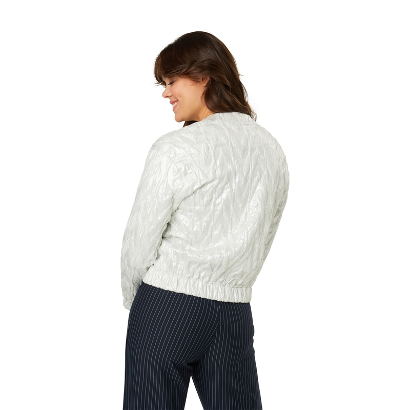 Dames Jasje 24178 bomber silver foil Ivy & You ZILVER