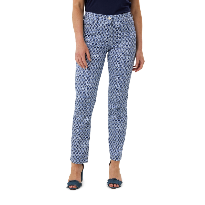 Dames Jeans Gretha geo ruit Les Copines NAVY