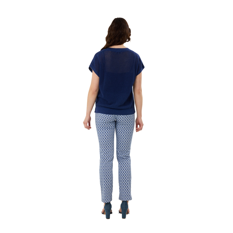 Dames Jeans Gretha geo ruit Les Copines NAVY