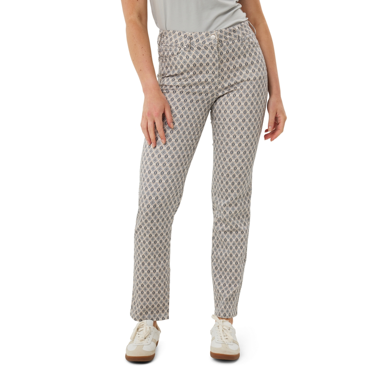 Dames Jeans Gretha geo ruit Les Copines MIDDEN GRIJS