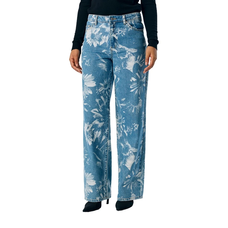 Dames Jeans OBJSAVA Object MID BLUE DENIM