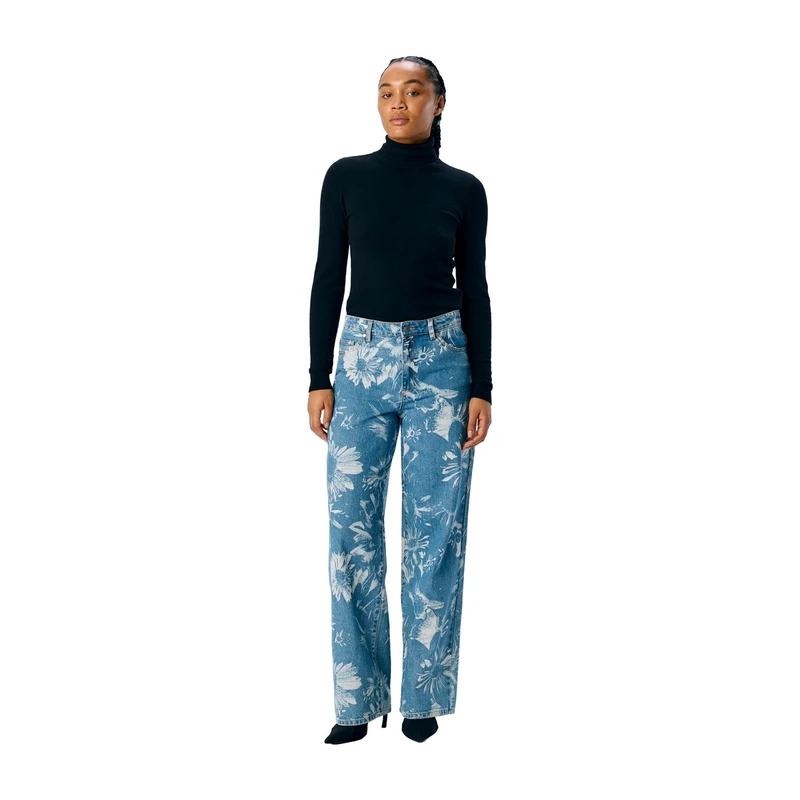 Dames Jeans OBJSAVA Object MID BLUE DENIM