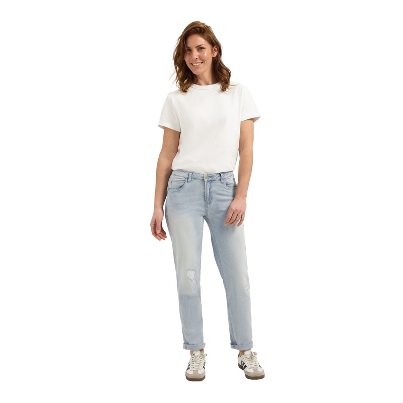 Dames Jeans Royal girlfriend FLOREZ MID BLUE DENIM