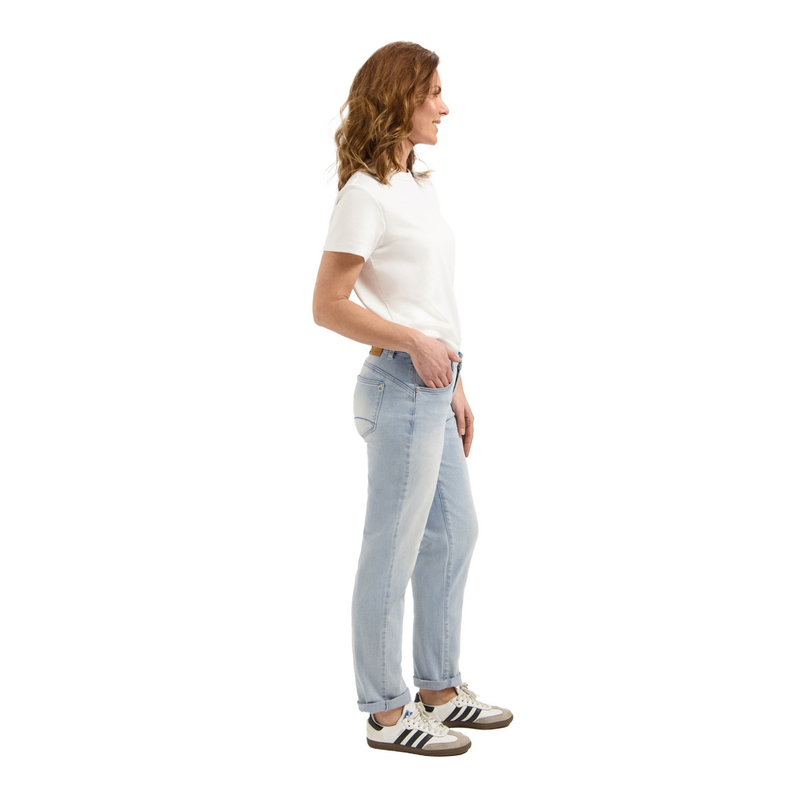 Dames Jeans Royal girlfriend FLOREZ MID BLUE DENIM