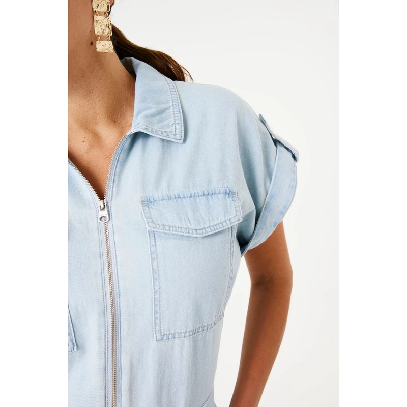 Dames Jumpsuit F50119 Garcia BLEACHED BLUE DENIM