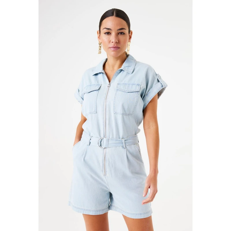 Dames Jumpsuit F50119 Garcia BLEACHED BLUE DENIM