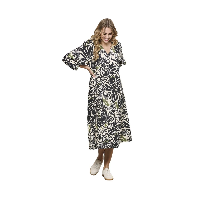 Dames Jurk ANOEK LEAF &CO Woman ZWART DESSIN