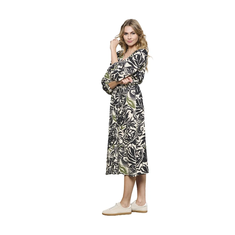 Dames Jurk ANOEK LEAF &CO Woman ZWART DESSIN