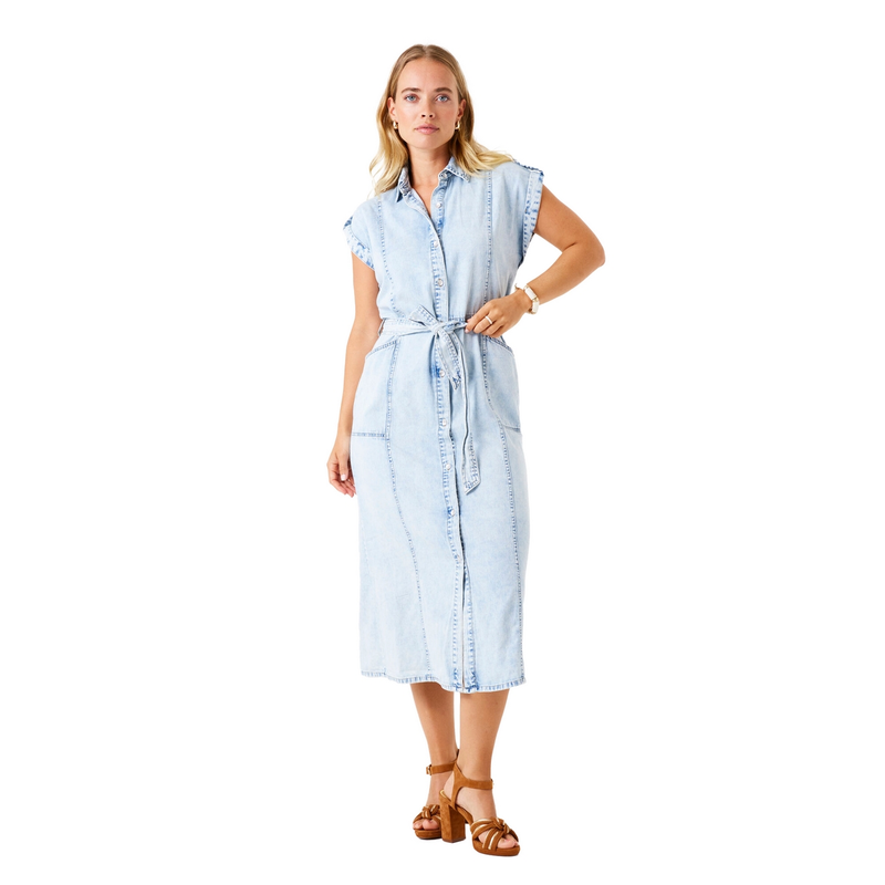Dames Jurk E50284 Garcia MID BLUE DENIM