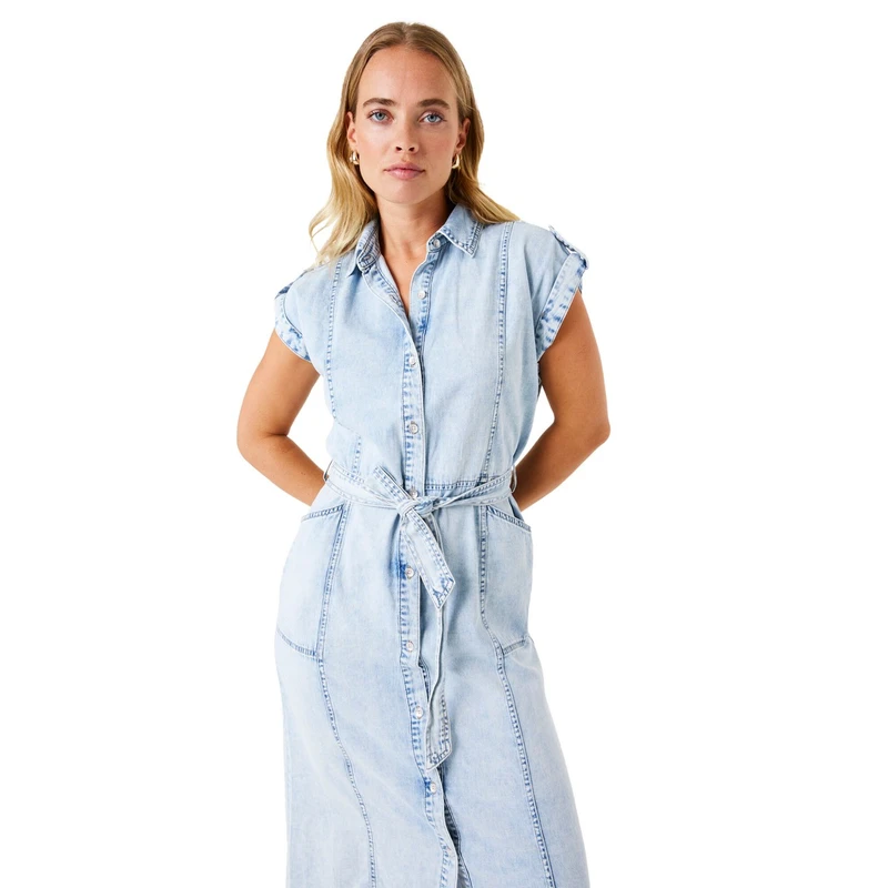 Dames Jurk E50284 Garcia MID BLUE DENIM
