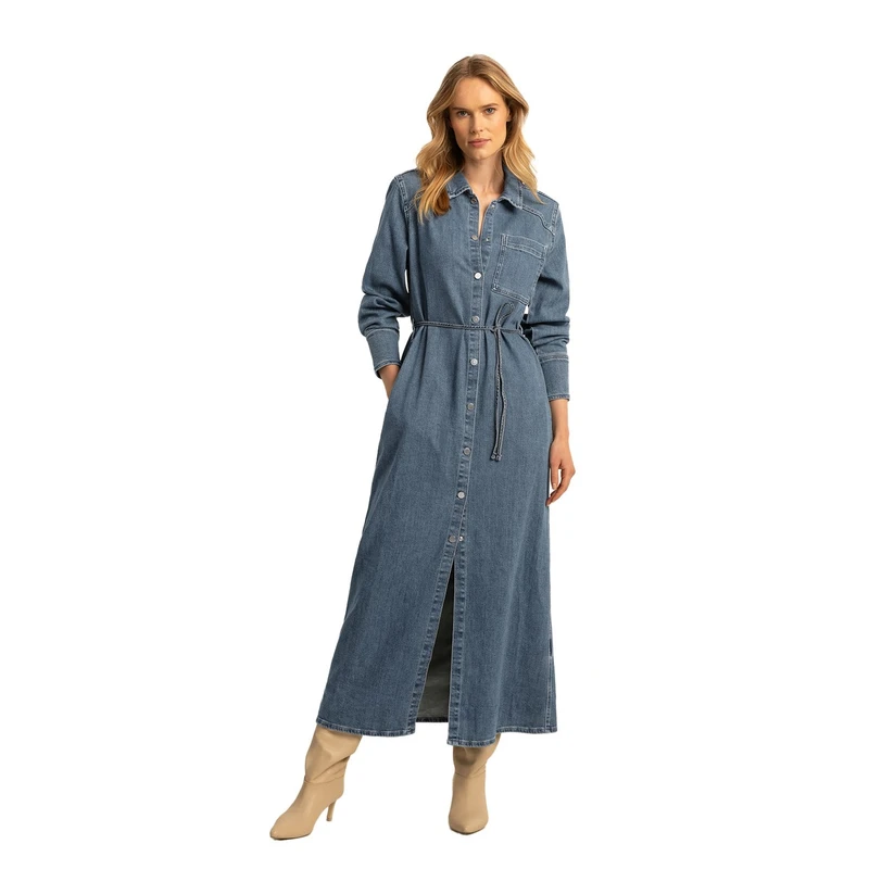 Dames Jurk EX25-32001 Expresso MID BLUE DENIM