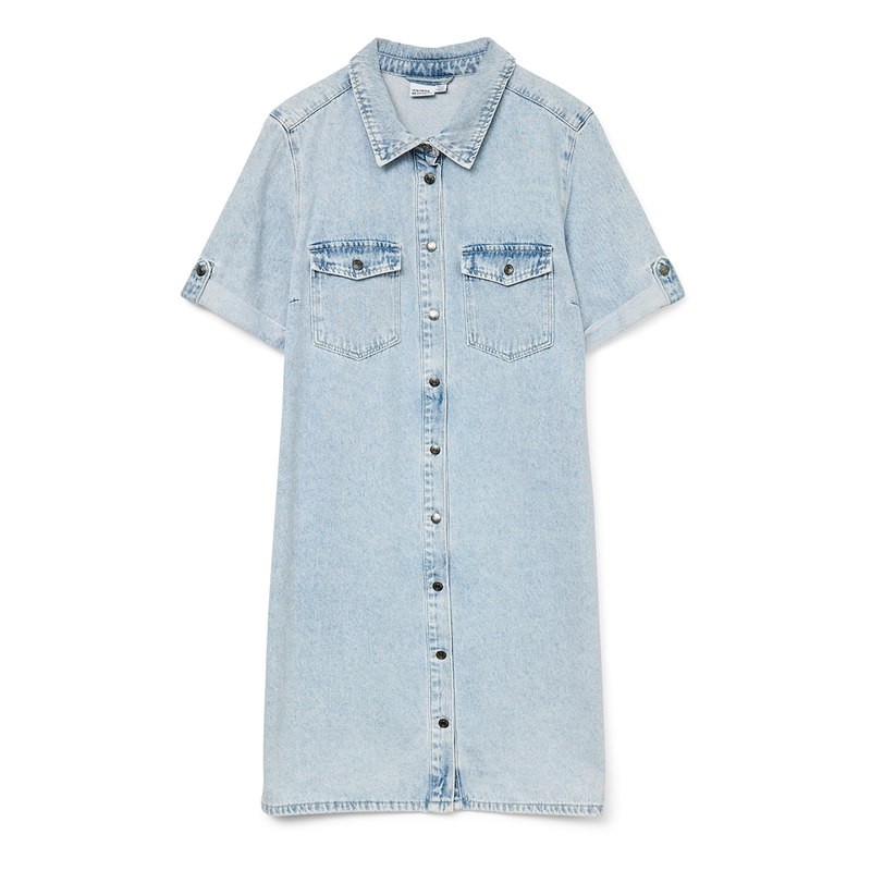 Dames Jurk VMJENNIE Vero Moda BLEACHED BLUE DENIM