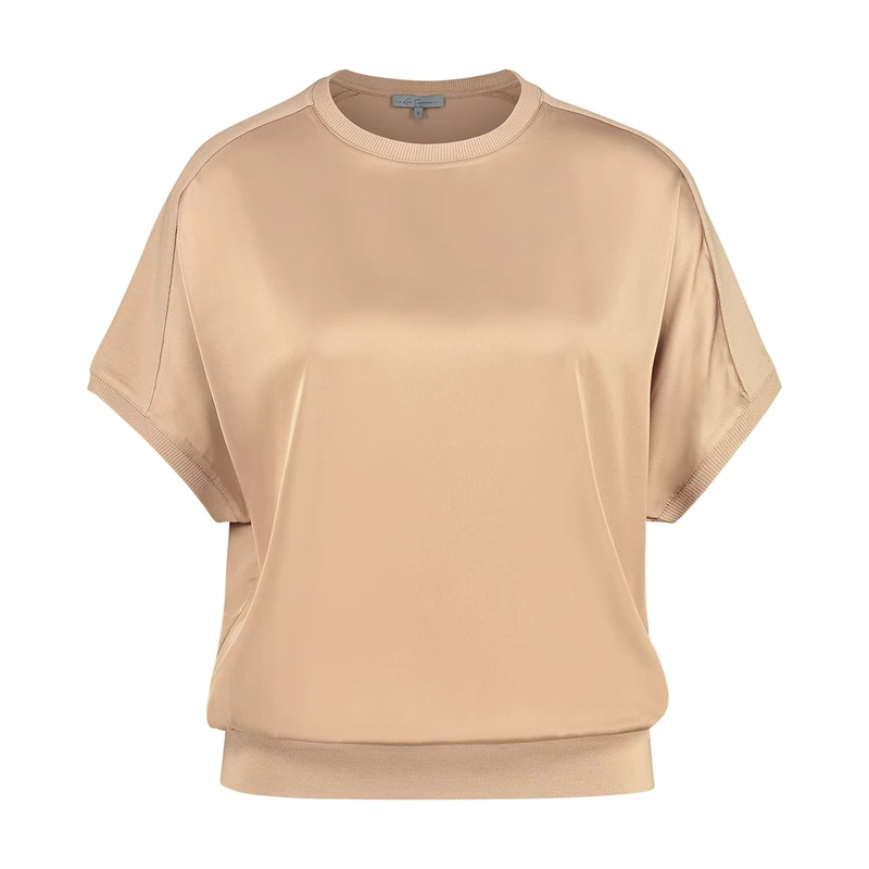 Dames T-shirt 23227satinmixtop Les Copines CAMEL