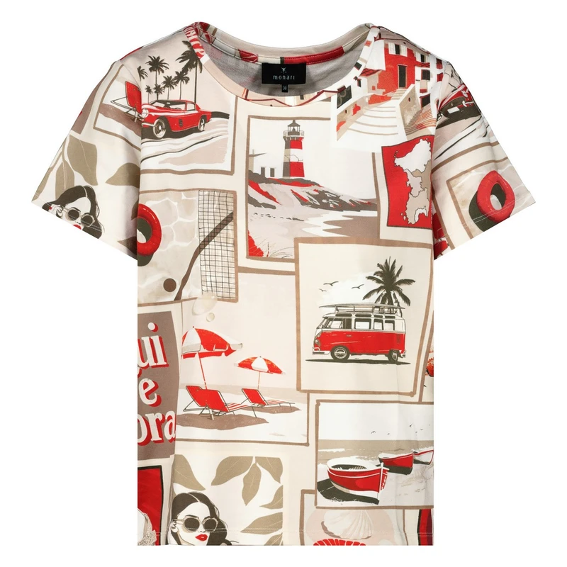 Dames T-shirt 409742 Monari ROOD DESSIN