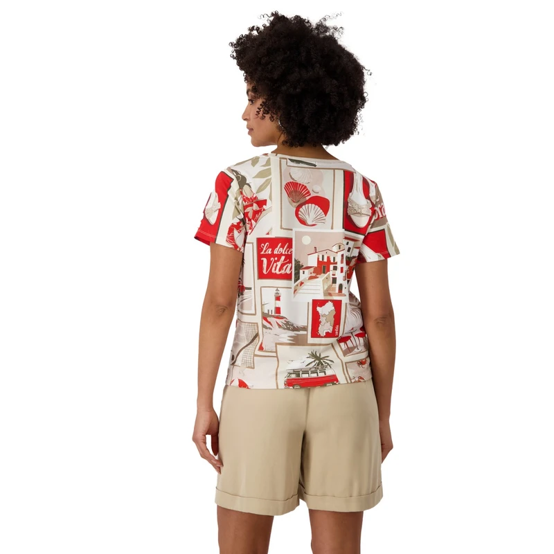 Dames T-shirt 409742 Monari ROOD DESSIN