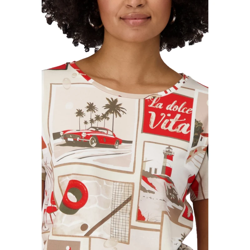 Dames T-shirt 409742 Monari ROOD DESSIN