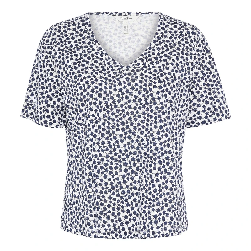 Dames T-shirt Curlia Part Two BLAUW DESSIN