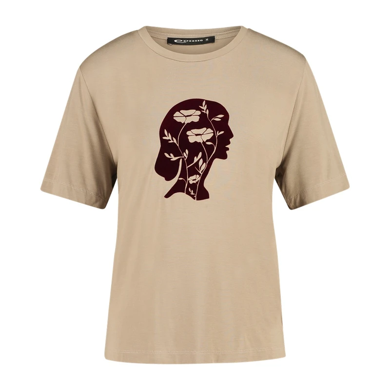 Dames T-shirt EX23-13107 Expresso TAUPE