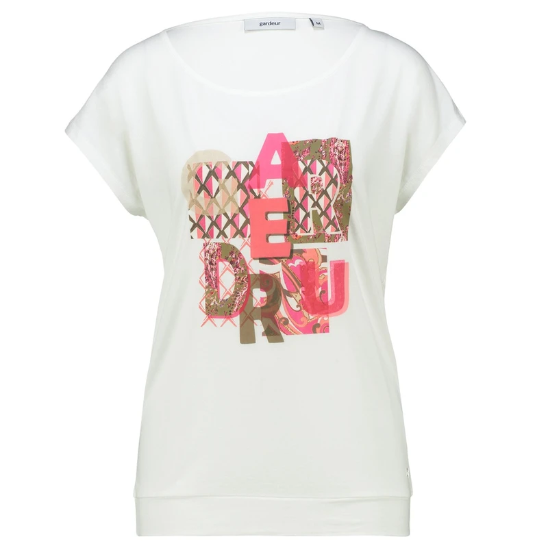 Dames T-shirt Glenda top letterprt Gardeur Collectie OFF-WHITE