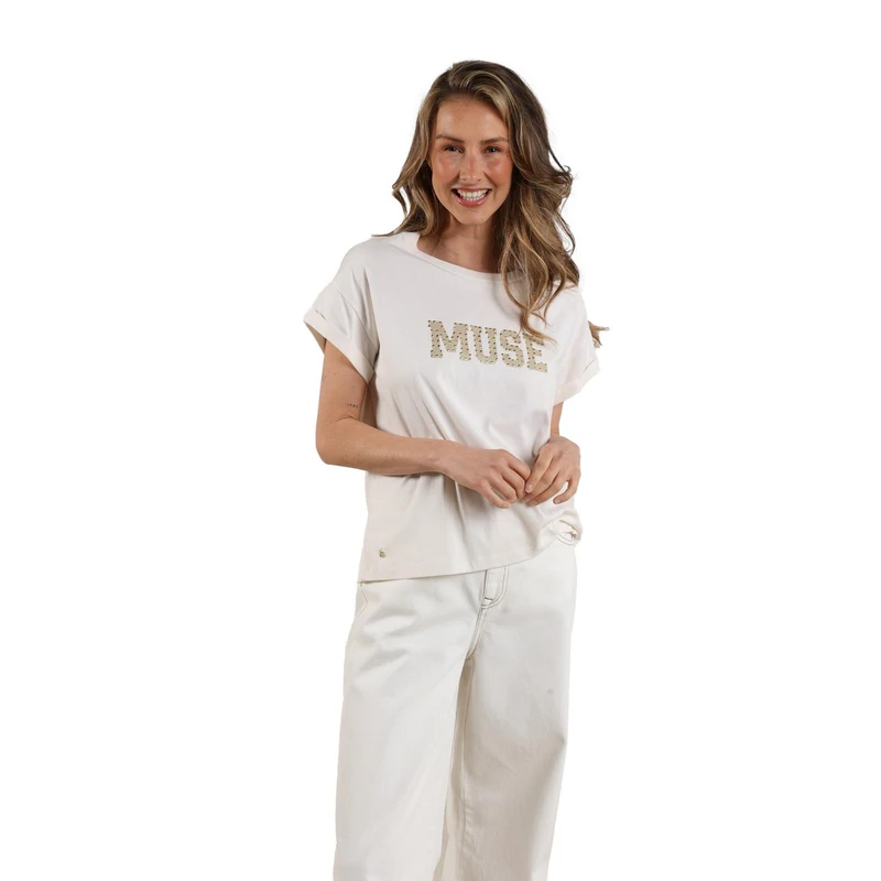 Dames T-shirt LOU SHIRT Nukus OFF-WHITE