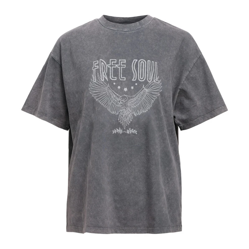 Dames T-shirt OBJKARTAL Object MIDDEN GRIJS