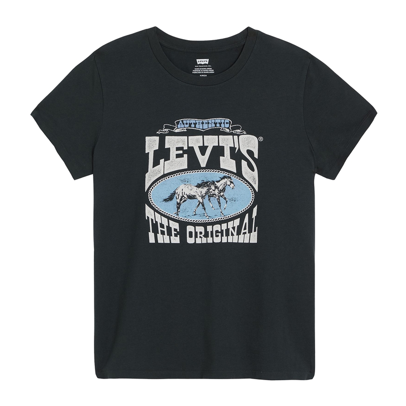 Dames T-shirt THE PERFECT TEE Levi's ZWART DESSIN