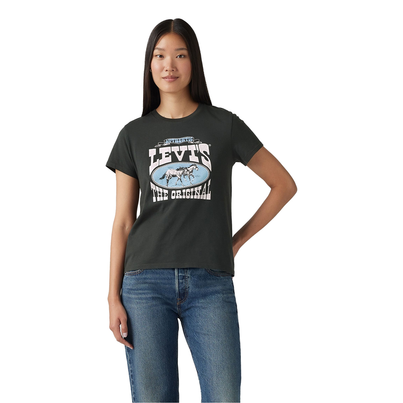 Dames T-shirt THE PERFECT TEE Levi's ZWART DESSIN