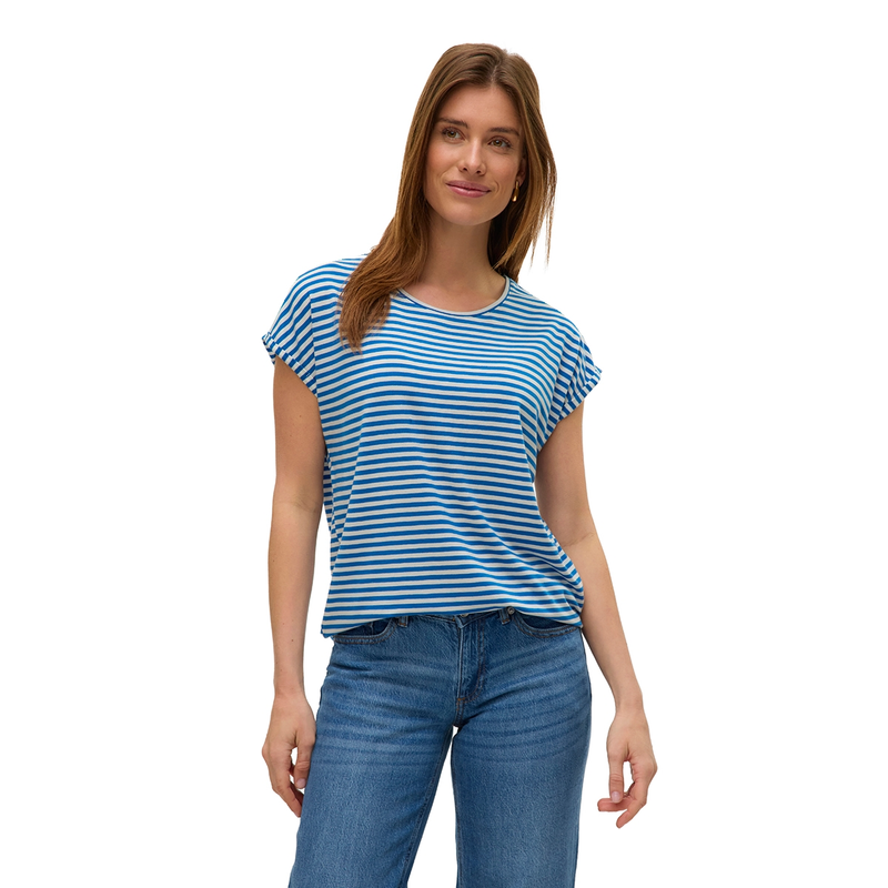 Dames T-shirt VMAVA Vero Moda BLAUW DESSIN