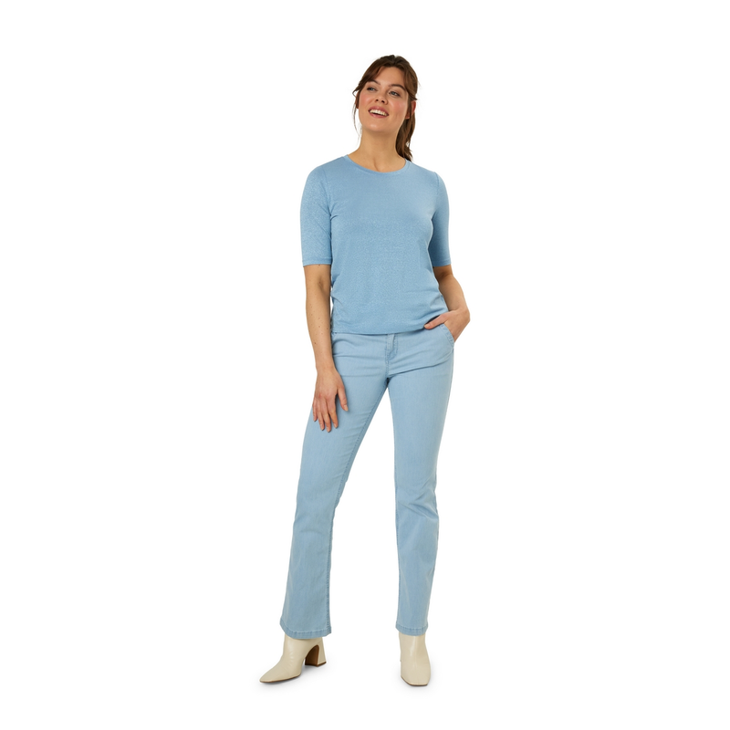 Dames Top 24175 R-hals km lurex Ivy & You BLEU