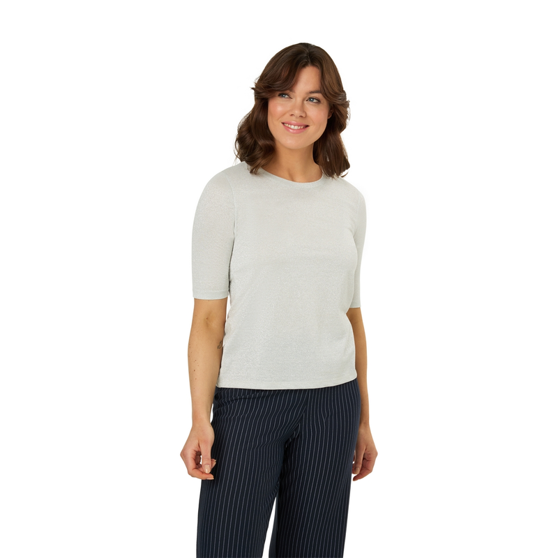 Dames Top 24175 R-hals km lurex Ivy & You ZILVER